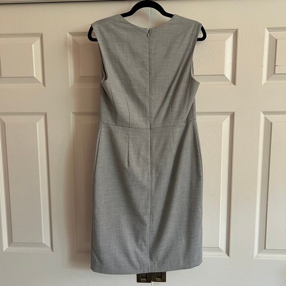Ann Taylor Factory Light Gray Square Neck Tank Dress Sz L Knee Length Back Zip - Picture 3 of 9